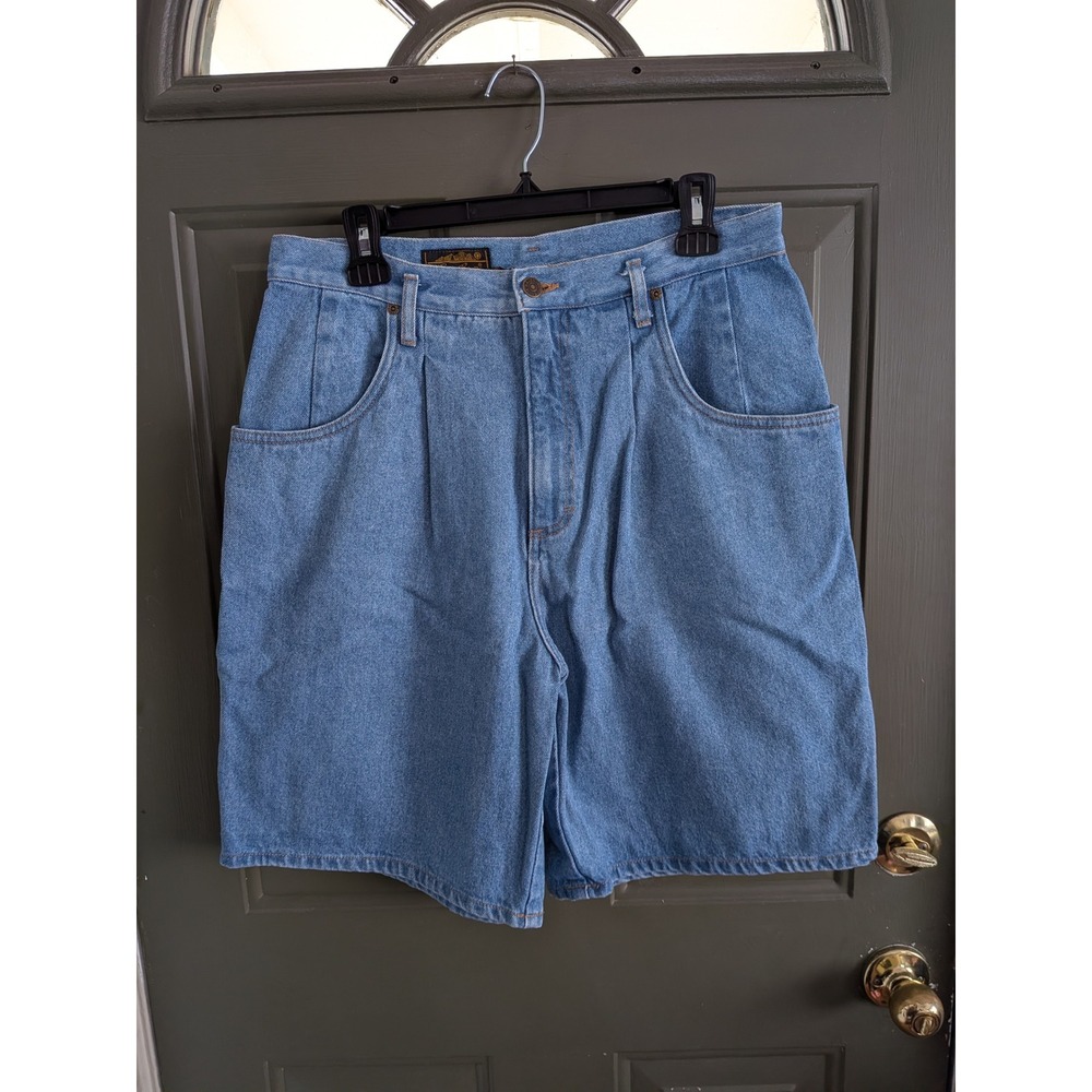 Eddie Bauer Vintage 90s High Waisted Pleated Denim Shorts Womens 16